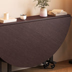 Minimalist Compact Orbicular Folding Banquet Table with Black Base, Waterproof Manufactured Wood Top