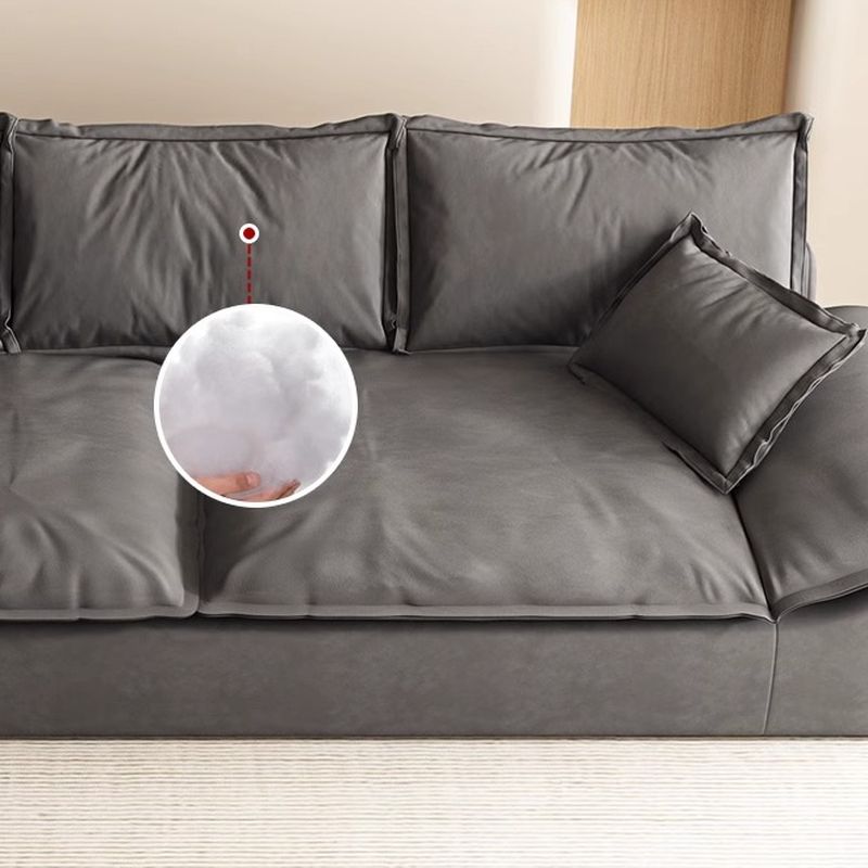 Contemporary Modern Solid Color Water Resistant Standard Sofa in Dark Gray with Seating Capacity of 4/3/2-seater and 2 Pillows