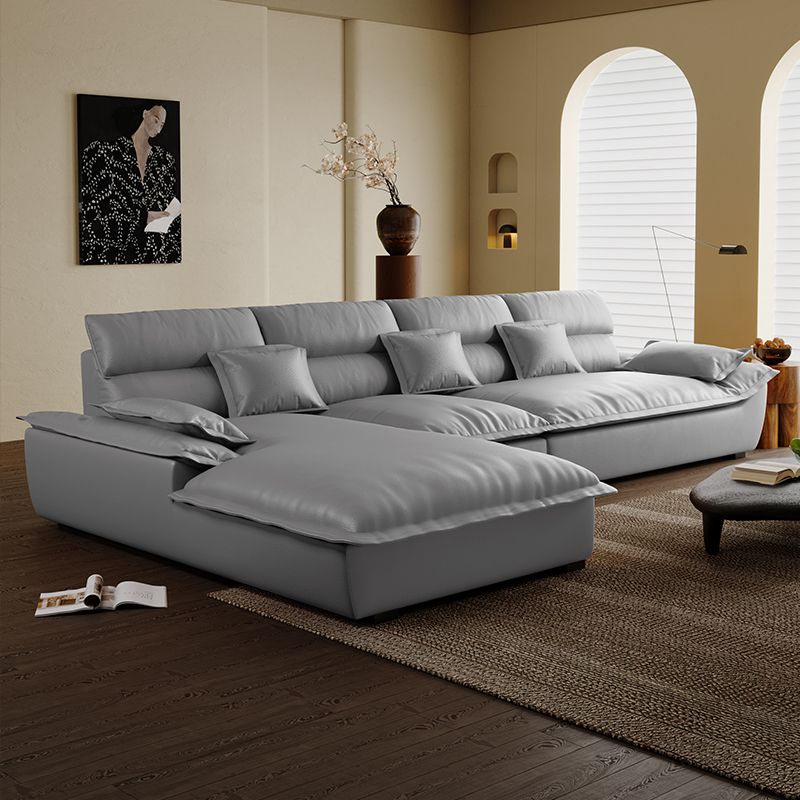 L-Shape Ink/White/Brown Sofa Recliner with Left Orientation