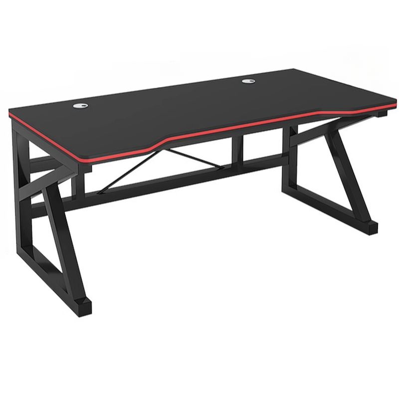 Minimalist Novelty Gaming Computer Desk in Midnight Black with Sled Base and Independent Structure Featuring Wire Management and Engineered Wood Top