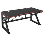 Minimalist Novelty Gaming Computer Desk in Midnight Black with Sled Base and Independent Structure Featuring Wire Management and Engineered Wood Top
