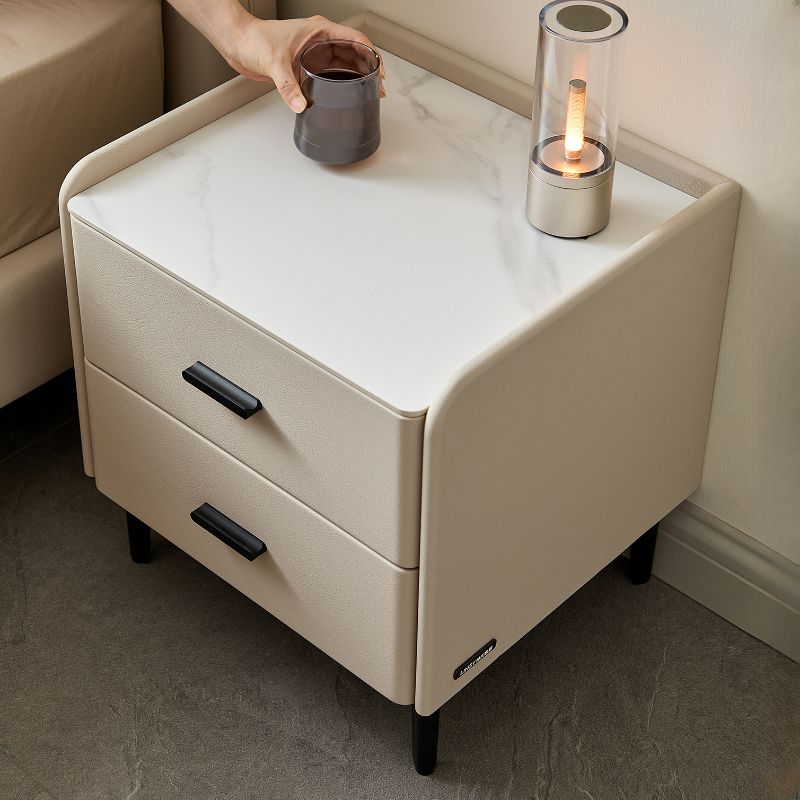 Modish Nightstand With Drawer Organization and Elegant Stone Countertop