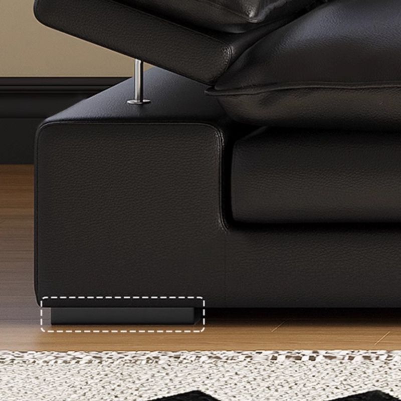 Modish Solid Color Scratch-durable Standard Sofa in Midnight Black, Seats 4/3/2-seater with 2 Pillows