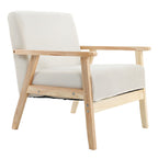 Modern Wood Frame Cotton and Linen Sofa with Foam Seat in Natural Wood Legs and Tight Back Design