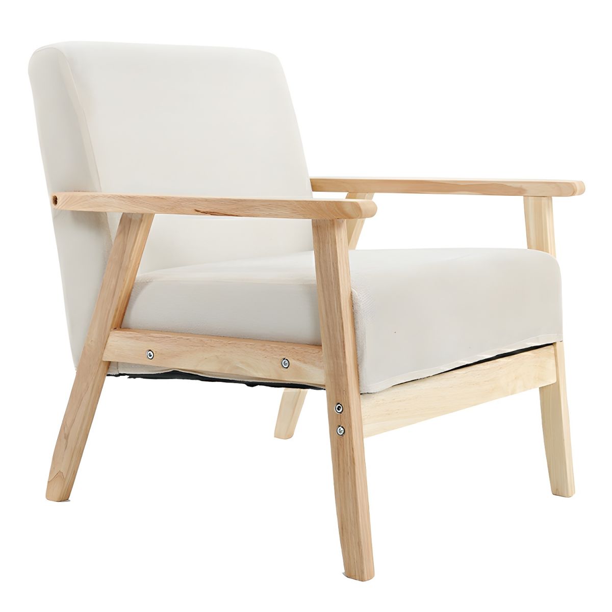 Modern Wood Frame Cotton and Linen Sofa with Foam Seat in Natural Wood Legs and Tight Back Design
