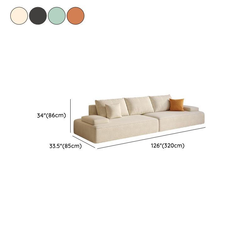 Modish Solid Color Stain Resistant Standard Sofa in Black/Light Gray/Beige for 6-Seater with 2 Pillows