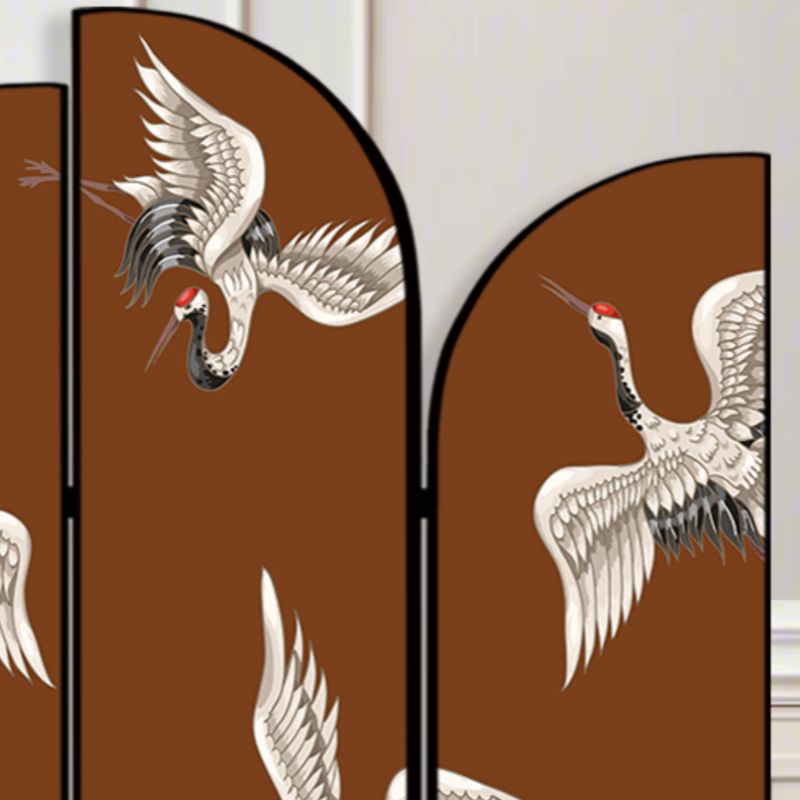 Art Deco Opaque Compact Room Divider with Lumber Frame, 3 Panels, Double Sided Print, Freestanding