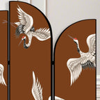 Art Deco Opaque Compact Room Divider with Lumber Frame, 3 Panels, Double Sided Print, Freestanding