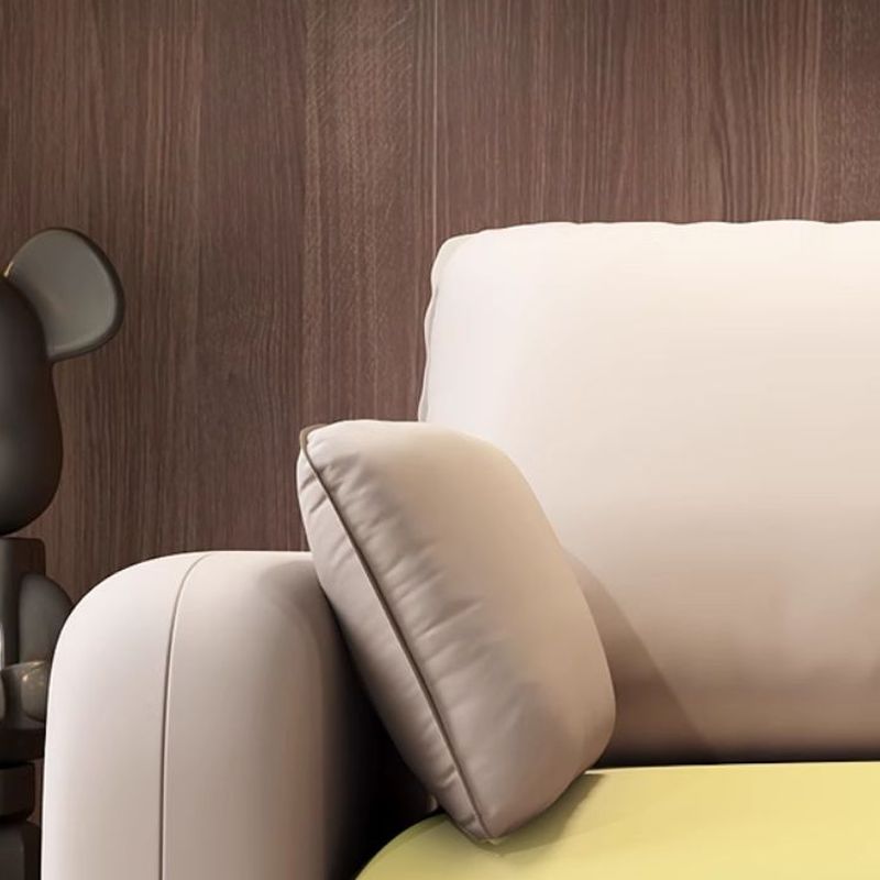 Synthetic Leather Standard Sofa in Dark Gray/Cream/Amber Color with Armrest