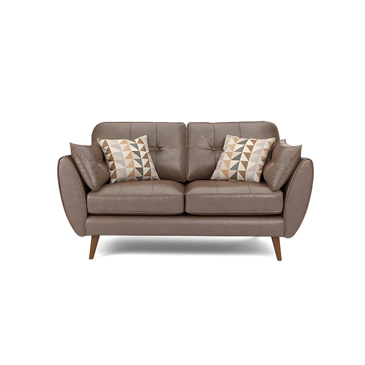 Wood Legs Modern Flared Arm Sofa Leather Standard Tufted Sofa