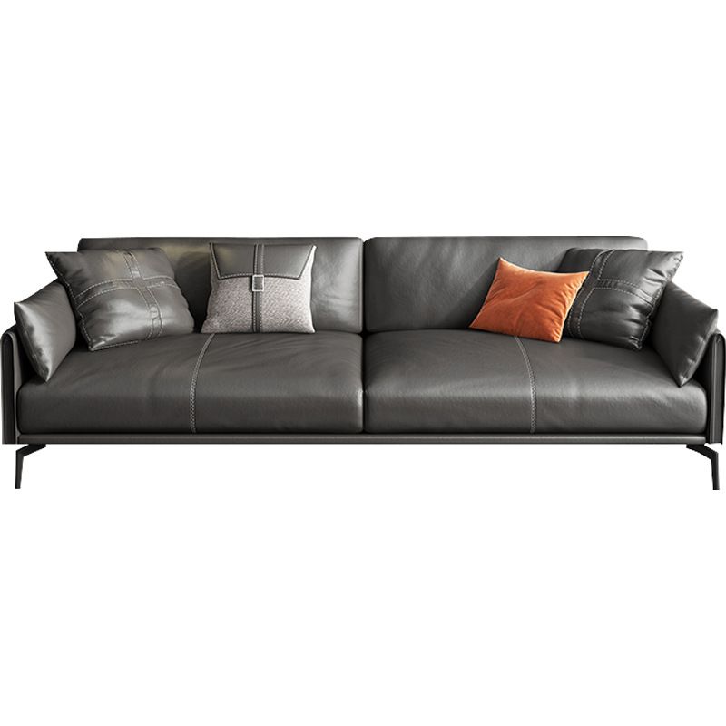 Contemporary Modern Solid Color Scratch-immune Standard Sofa/Loveseat/Single Sofa in Dark Gray with 4-seater/for 3/2 People, Receptacle Storage, and 4 Pillows/6 Pillows/2 Pillows