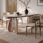 Auburn Double Pedestal Stone Kitchen & Dining Table for 6-seater/8 People with Anti-Fouling Sintered Stone Tabletop