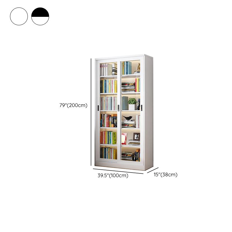 Steel Vertical Barrister Bookcase with Transparent Glass Doors and Closed Back, Featuring 6-Shelf/5-Shelf/4-Shelf