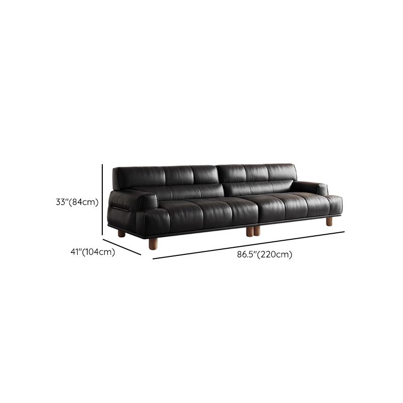 Modish Solid Color Stain Resistant Standard Sofa/Loveseat in Black, 4-Seater for 2