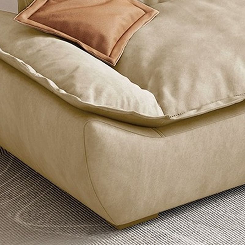 Modish Solid Color Stain Resistant Standard Sofa/Loveseat/Single Sofa in Beige with Pillow Top Arm and 3 Pillows for 4-seater/3-seater/2-seater