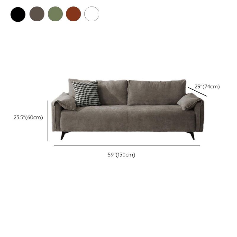 Contemporary Modern Solid Color Scratch-durable Loveseat in Midnight Black/Light Brown/Off-White, 2-seater with 1 Pillow