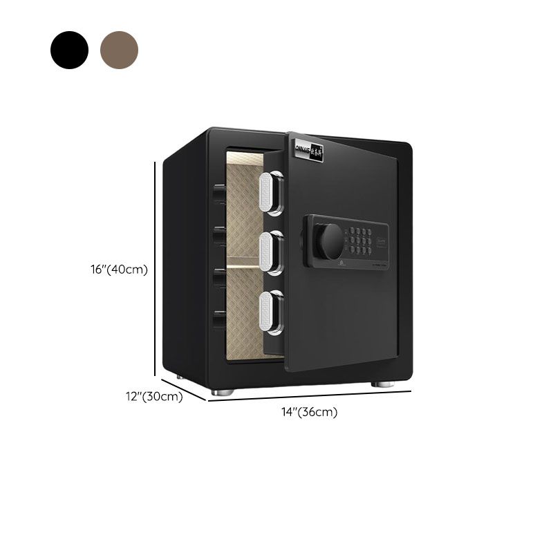 Steel Security Safe with Battery, Pry Resistant, Lockable, Keys, Interior Lining, and Shelves
