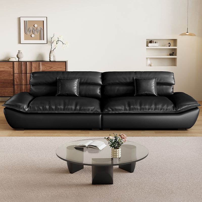 Contemporary Modern Solid Color Stain Resistant Standard/Single Sofa in Midnight Black, Seats 4/5/3 with 1 Pillow