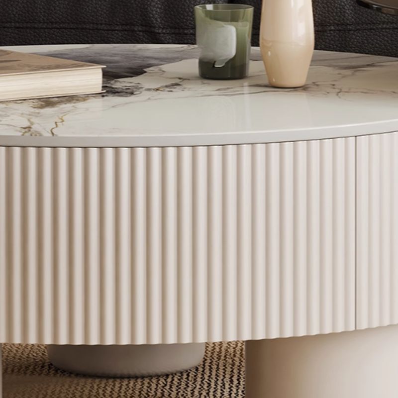 Simplistic Single Slate Side Table with Tripod Base in Chalk Circular Design and 2 Drawers