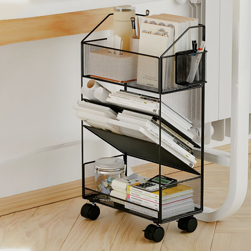 Utility Metal Book Carts Warranty Included Removable Shelves Secure Mobility 4 Wheels