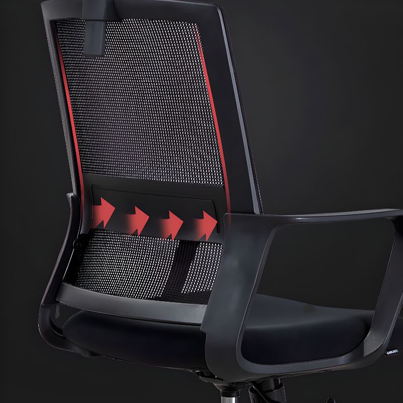 Black Mesh Study Chair with Wheels, Lumbar Support, Tilt Lock, Adjustable Back Angle, and Headrest