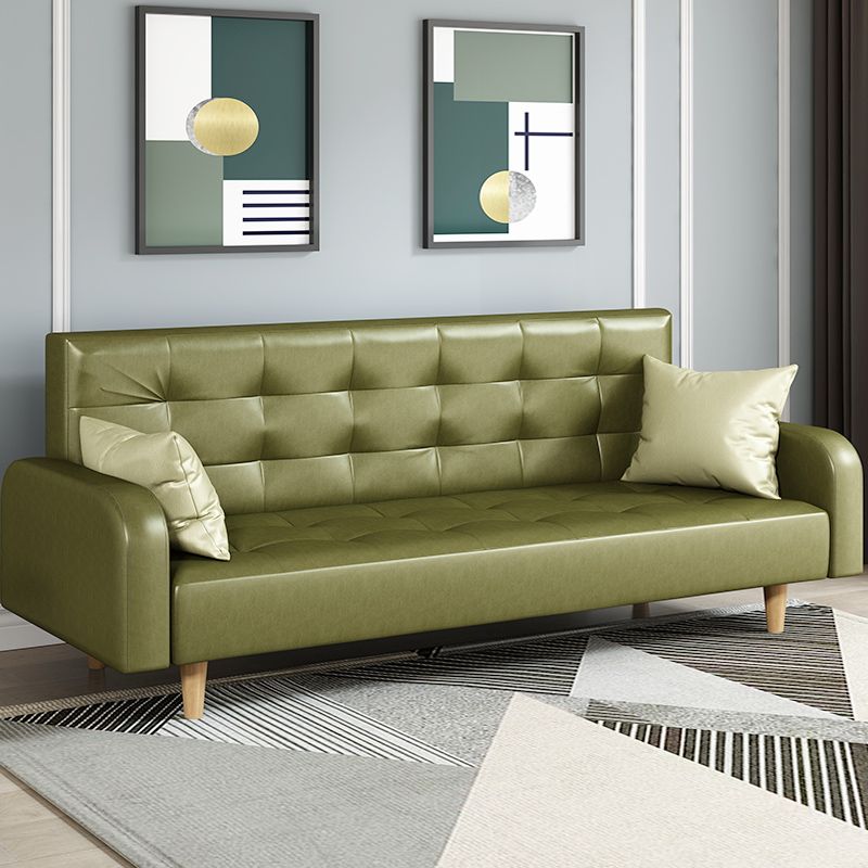 Standard Sofa in Midnight Black/Cerulean/Olive Green with Pu Leather and Armrest