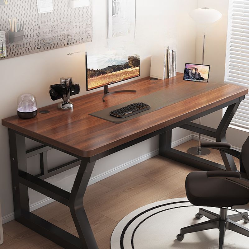 Metal Sledging Base Warp Resistant Auburn Rectangle Office Computer Desk, Shelves Included & Rounded Corners & Cable Management Included