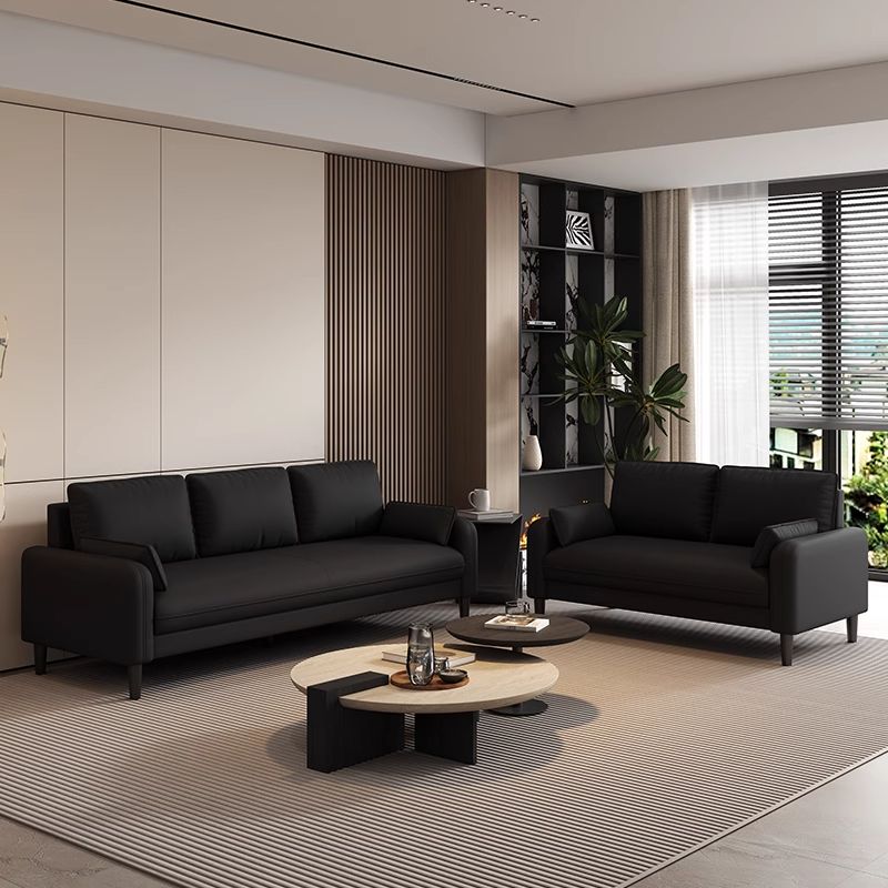 Drawing Room Standard Sofa in Pu Leather with Gray/Mocha/Off-White Upholstery and Armrest