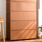Caramel Vertical Organizing Shelf with 5-Cabinet/4-Cabinet/3 Cabinets, 6-Shelf/5-Shelf/4 Shelves, and Closed Back