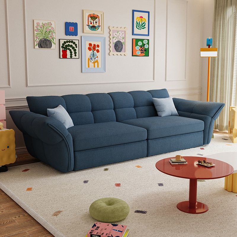 Modish Solid Color Water Resistant Standard Sofa/Loveseat in Light Gray/Navy Blue/Olive Green, Seats 3/2-seater with 2 Pillows