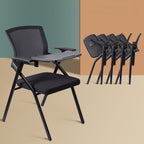 Simplistic Matte Black Metal Pop Up Training Chair/Side Chair with Armrest, 1 Piece, Adapted for Tile Flooring