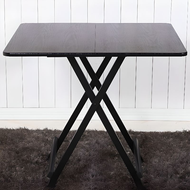 Panel Wood Dining Table with Crossed Legs, No Extra Durability, Foldable Square Top for 2-seater