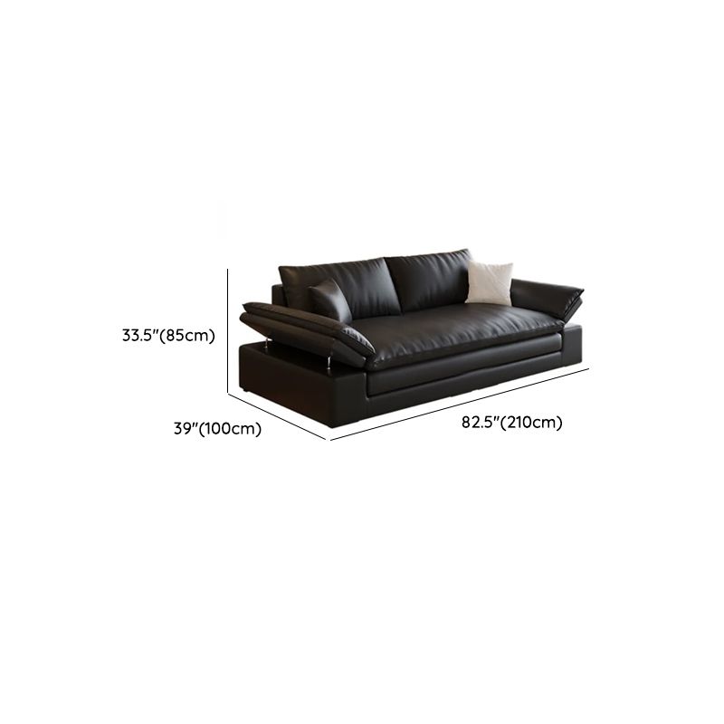 Modish Solid Color Scratch-durable Standard Sofa in Midnight Black, Seats 4/3/2-seater with 2 Pillows