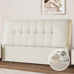 Simplistic Panel Headboard with No Distressing, Piled Tufted Rectangular Design for King/Twin XL/Queen Bed, Sponge Upholstery Fill, Standard Height