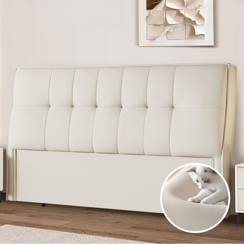 Simplistic Panel Headboard with No Distressing, Piled Tufted Rectangular Design for King/Twin XL/Queen Bed, Sponge Upholstery Fill, Standard Height