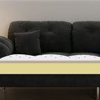 Drawing Room Standard Sofa in Midnight Black/Light Gray/Off-White with Armrest and 3 Pillows
