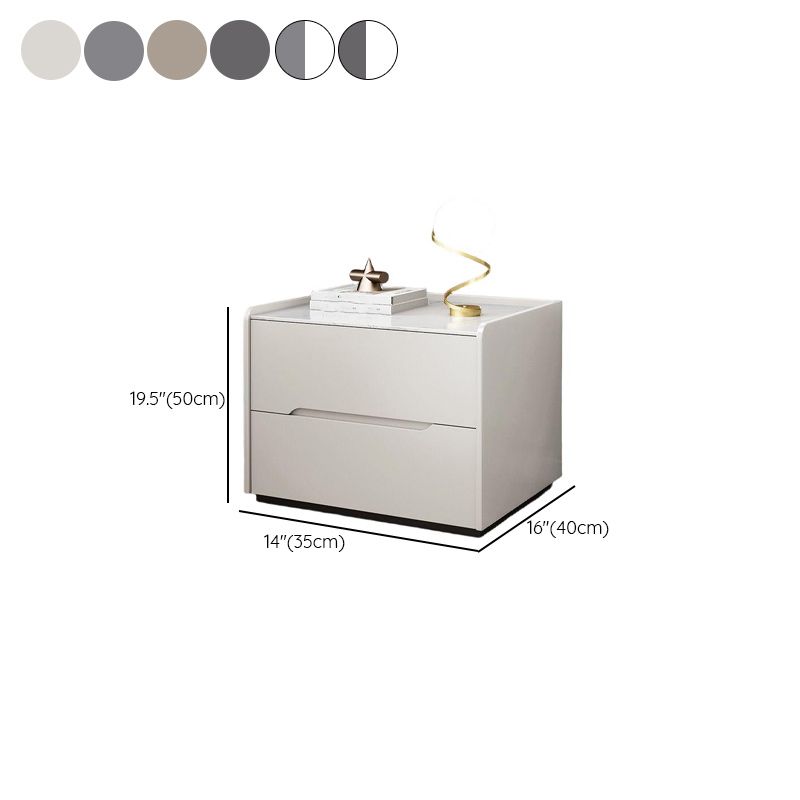 Modish Nightstand With Drawer Organization Featuring 2 Drawers and Stone Countertop