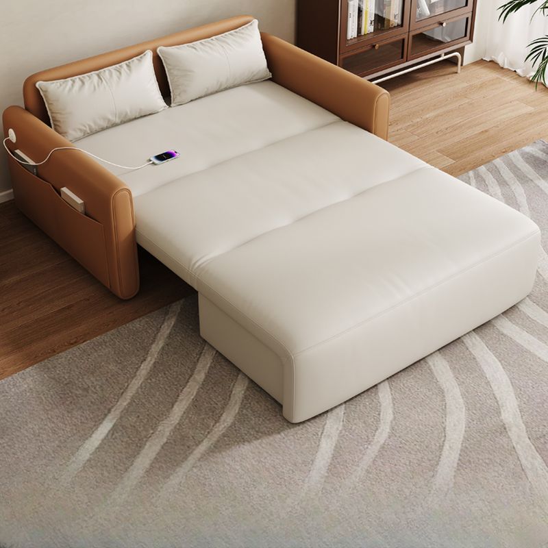Rainproof Sleeper Futon Bed with Pillow Back Loveseat and Container Storage, Square Arm, Pillow, Twin/Full/XL Bed Size