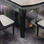 Simplistic Circular-shaped Dining Table with Slate Tabletop and Fold-away Leaf