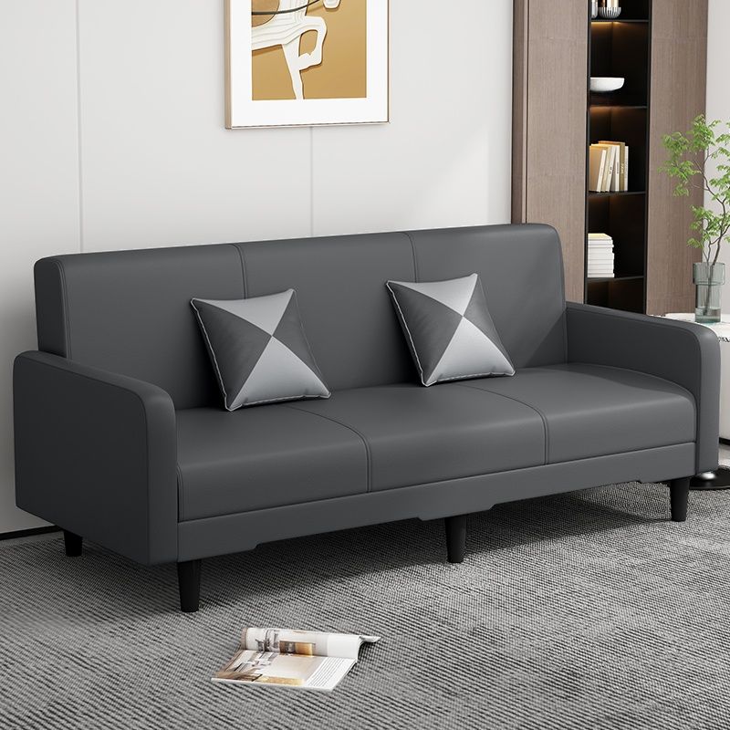 Trendy Solid Color Stain Resistant Standard Sofa in Grey/Cerulean/Beige with Arm, 4-seater/Seats 3 and 2 Pillows