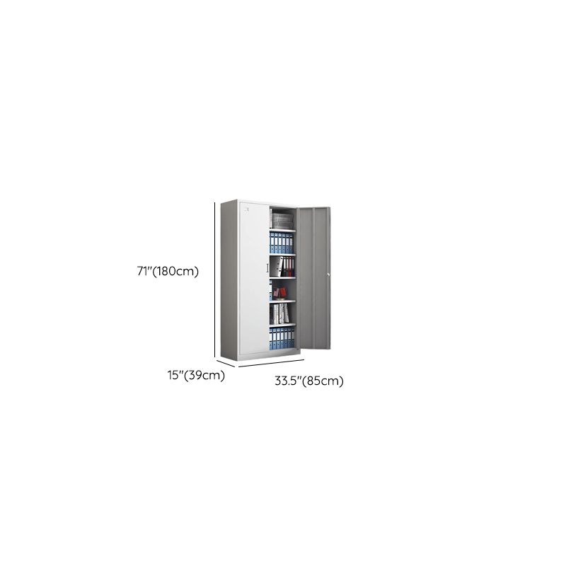 Chalk Steel Office Console Cabinet with Rainproof Stockroom, Adjustable Shelving, Locking Door, and 1-Wide Compartment