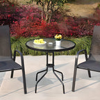 Trendy Outdoor Use Clear Glass Table with Legs for 2-person Seating, Scratch-proofed Tempered Glass Top