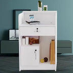Rectangle Reception Desk with 1 Drawer, Cable Management and a Manufactured Wood Top in a Simple Style, Cabinet and Filing Cabinet Included/Not Included