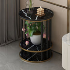 1 Piece 3 Tiers Wooden Circular-shaped Plant Stand Table with 3 Shelves and Solid Base