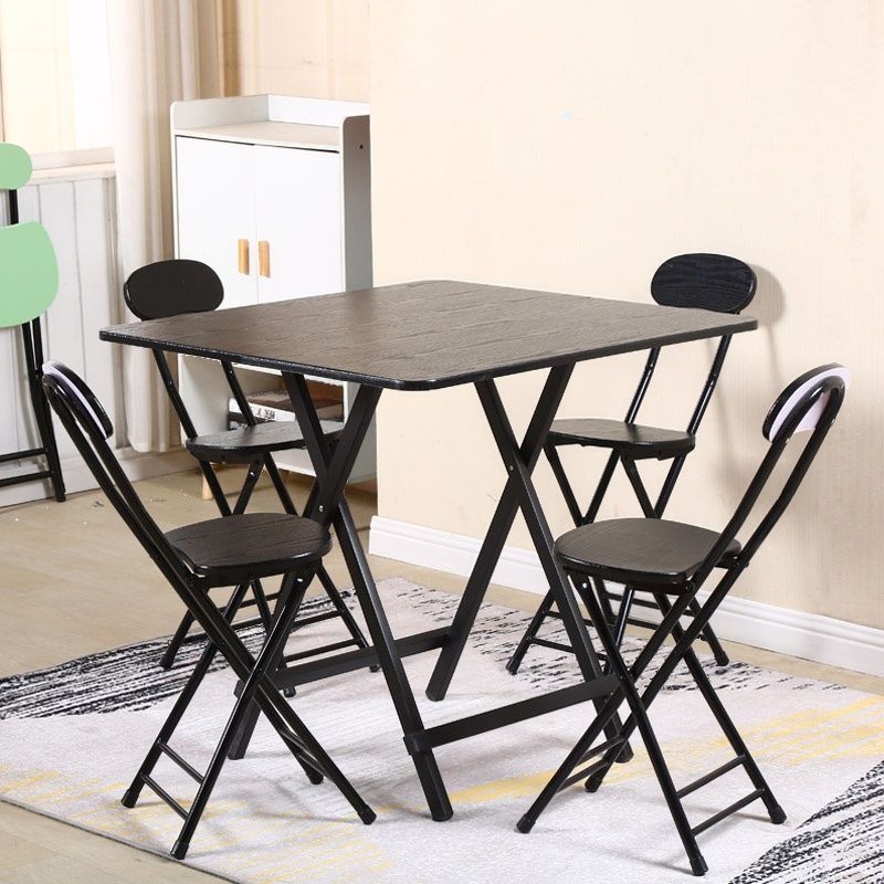 Panel Wood Dining Table with Crossed Legs, No Extra Durability, Foldable Square Top for 2-seater