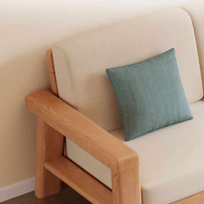 Modish Solid Color Stain Resistant Standard Sofa in Light Gray/Off-White with Seating for 5/4/3 and 3/4 Pillows