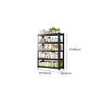 Midnight Black Trendy Storage Shelf with Steel Frame, Unattached Installation