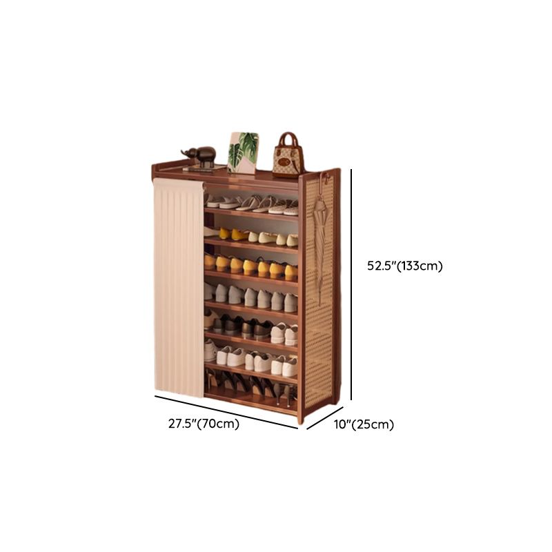 Art Deco Bambusa Rectangle Brown Shoe Rack with 6 Shelves for 11-20 Pairs in Drawing Room