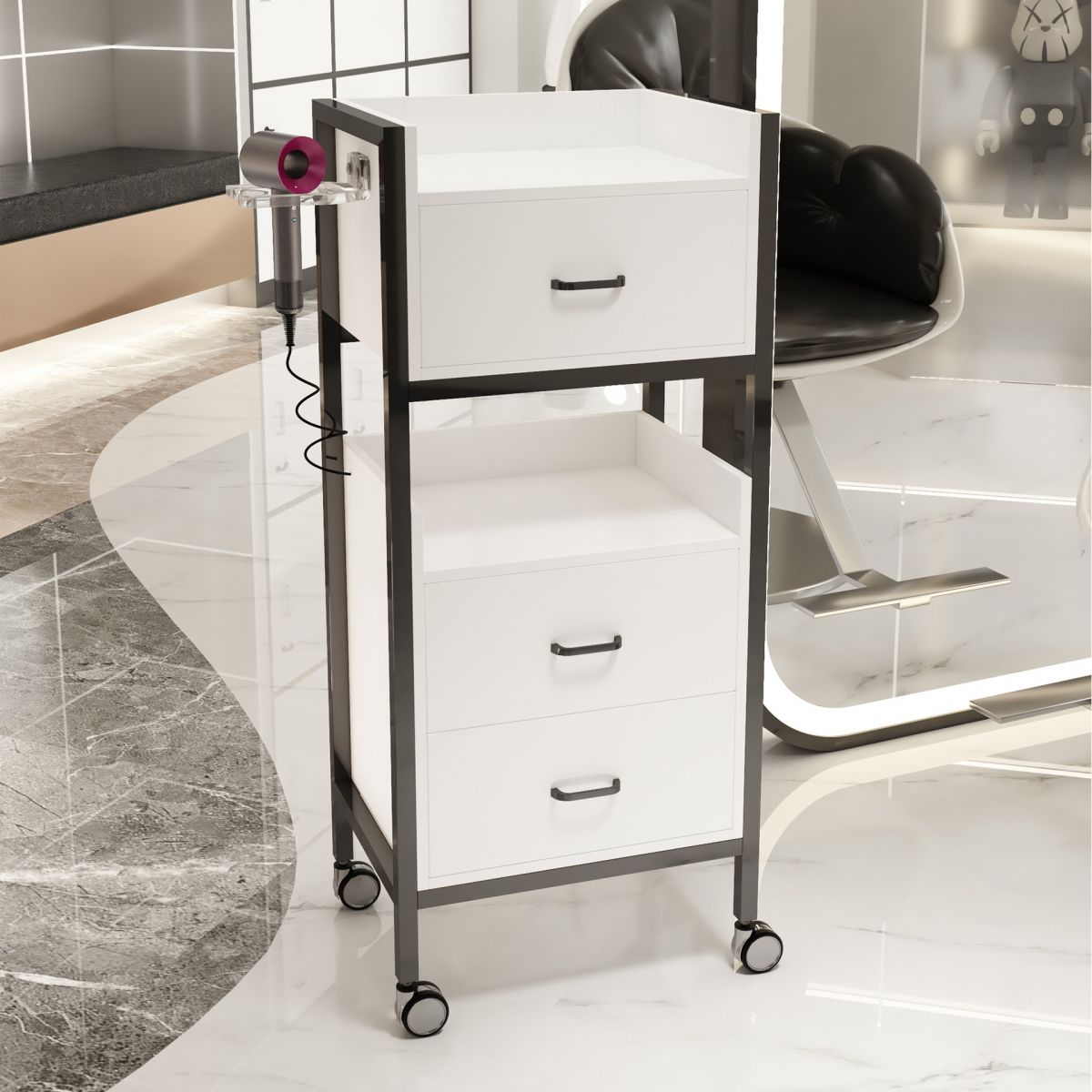 Alloy Equipment Cart with Casters and 1 Shelf/2 Tiers for Adult