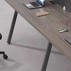 Modern Rectangular Gray Manufactured Wood Writing Table with Cable Management